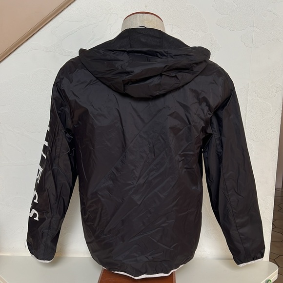 GUESS Men’s Black Windbreaker Rain Jacket with Hood Size L - Picture 2 of 12